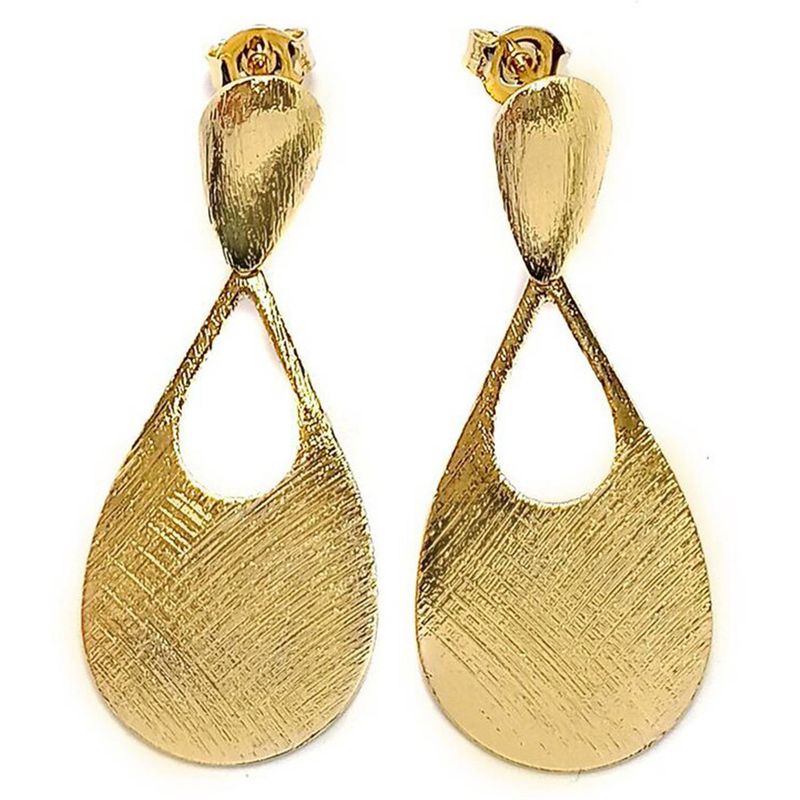 ANDREA COGGIOLA JOYAS - Aros Gota Satinada Enchapado Oro 18K