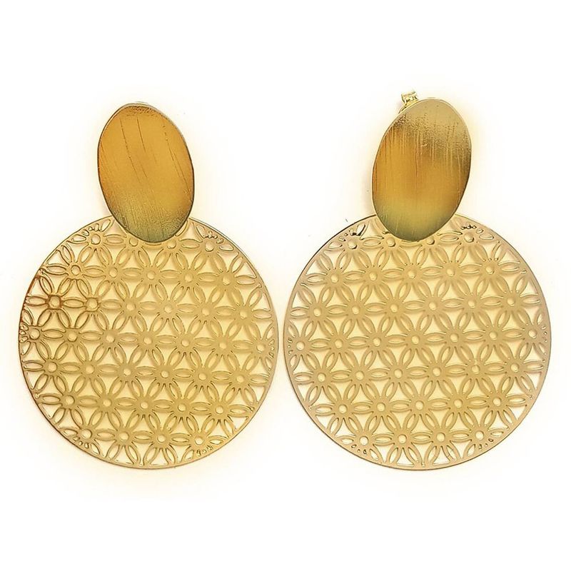 ANDREA COGGIOLA JOYAS - Aros Flor de la Vida Mandala Enchapado Oro 18K