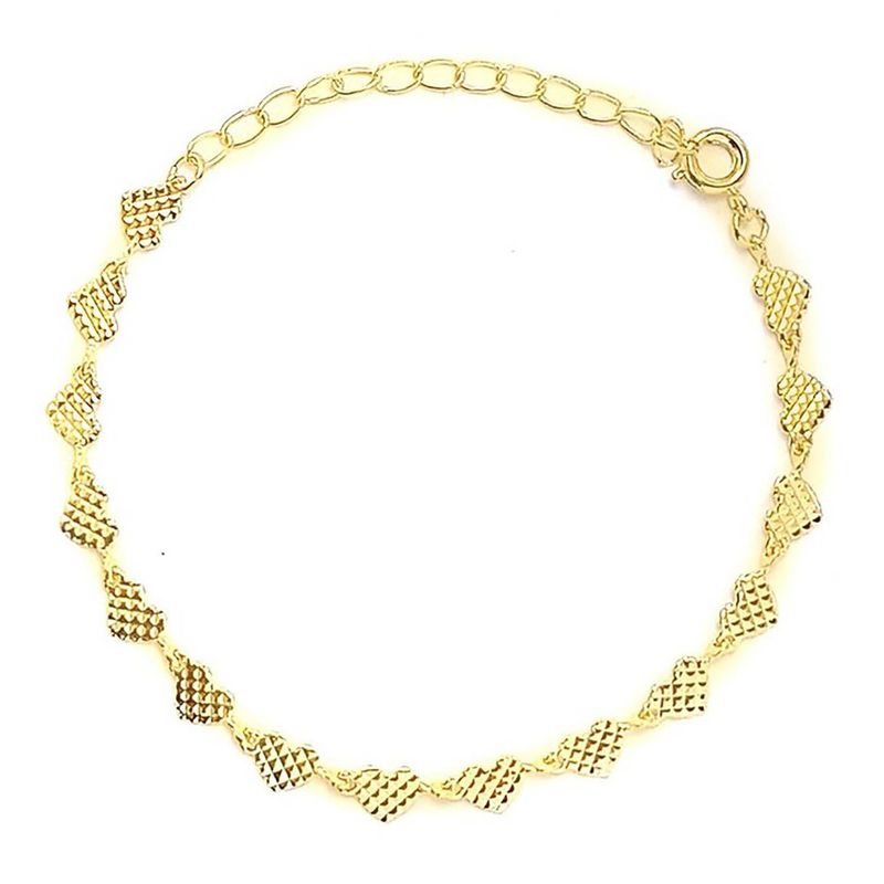 ANDREA COGGIOLA JOYAS - Pulsera Corazones Enchapado Oro 18K