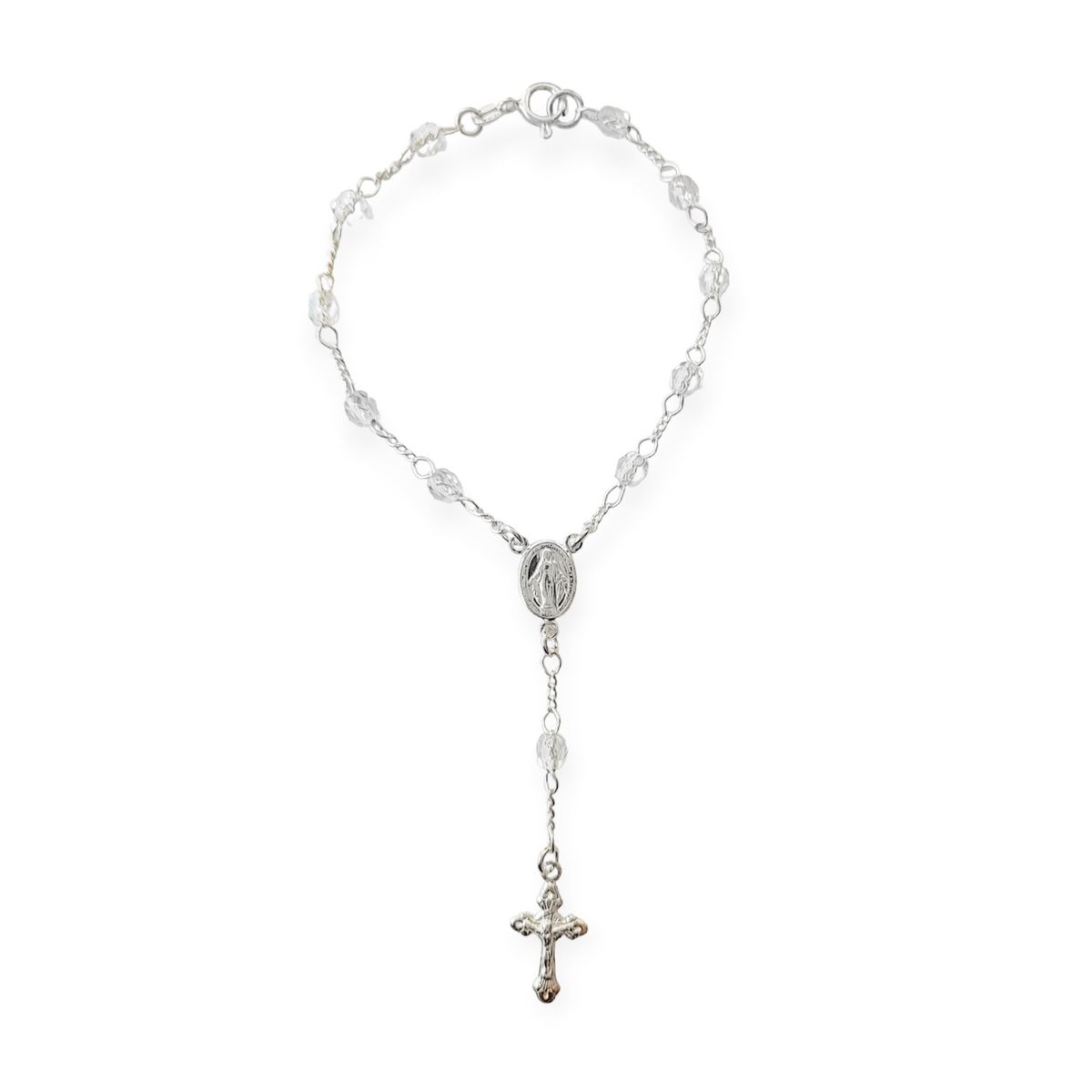 COGGIOLA - Pulsera Denario Cristal Blanco Plata Fina 925