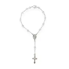 ANDREA COGGIOLA JOYAS - Pulsera Denario Cristal Blanco Plata Fina 925