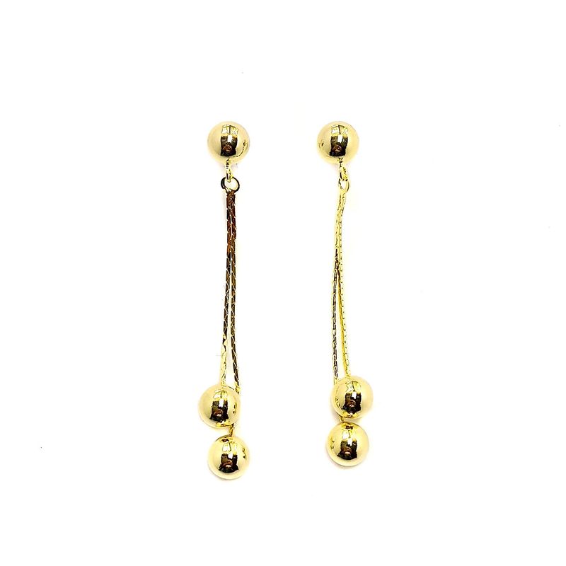 ANDREA COGGIOLA JOYAS - Aros Cadena 3 Bolitas Enchapado Oro 18K