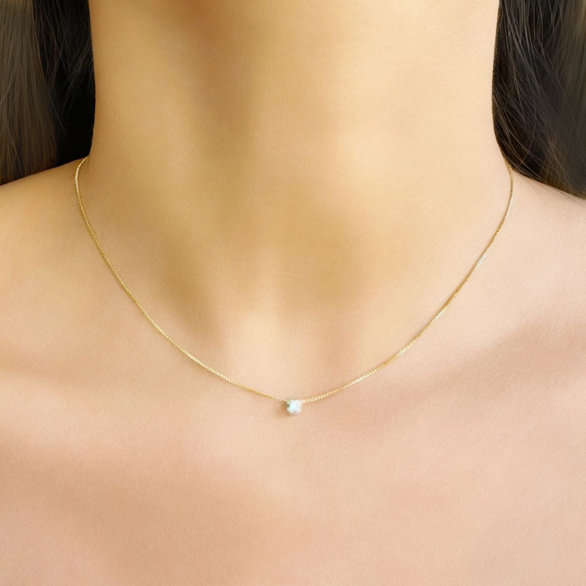 COGGIOLA - Collar Punto De Luz Circón 3mm Enchapado Oro 18K