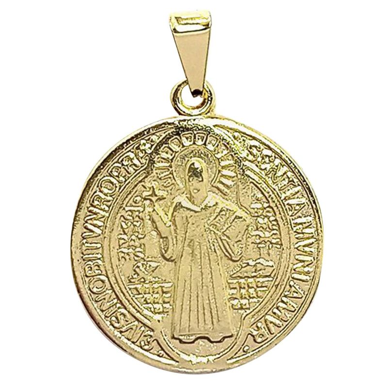 ANDREA COGGIOLA JOYAS - Colgante Medalla San Benito 22mm Enchapado Oro 18K
