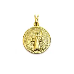 ANDREA COGGIOLA JOYAS - Colgante Medalla San Benito 17mm Enchapado Oro 18K
