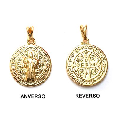 Imagen 2 del producto Colgante Medalla San Benito 17mm Enchapado Oro 18K