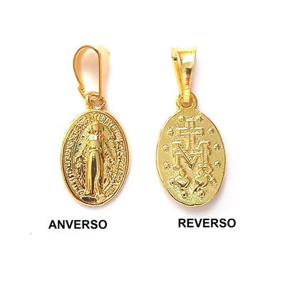Imagen 2 del producto Colgante Medalla Virgen de los Rayos 9mm Enchapado Oro 18K