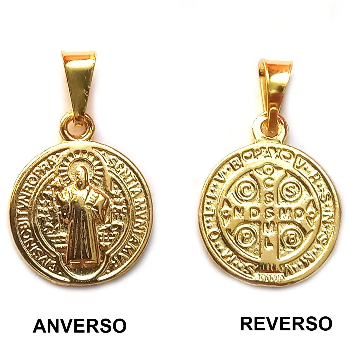 COGGIOLA - Colgante Medalla San Benito 14mm Enchapado Oro 18K