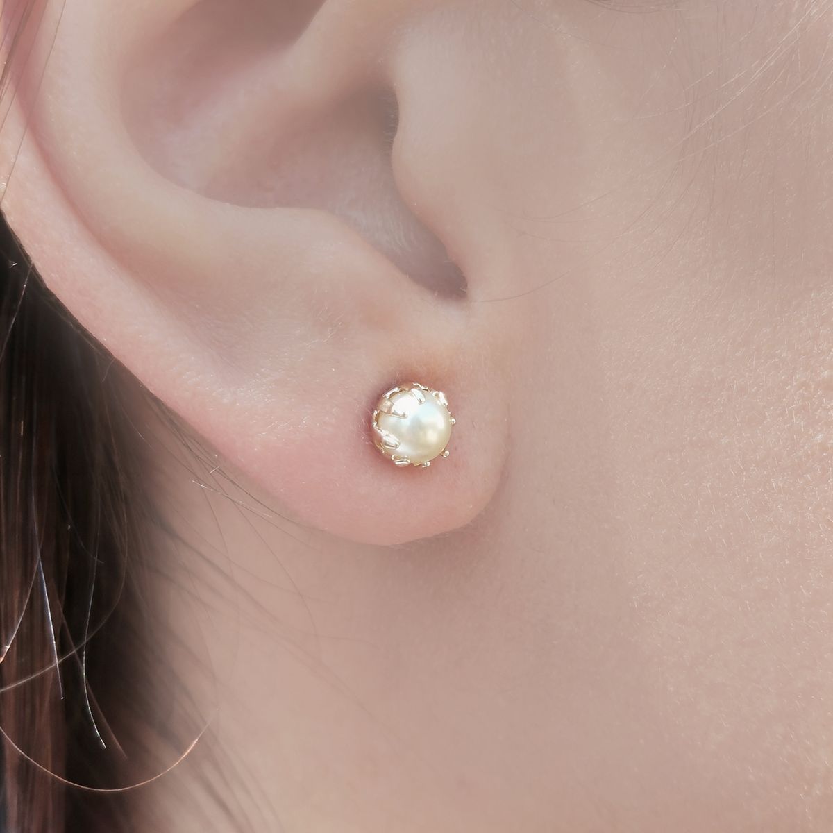 COGGIOLA - Aros Niña Perla Sintética 5mm Enchapado Oro 18K