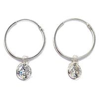 Aros Argollas Circón Blanco Colgante Plata Fina925
