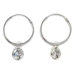 ANDREA COGGIOLA JOYAS - Aros Argollas Circón Blanco Colgante Plata Fina925