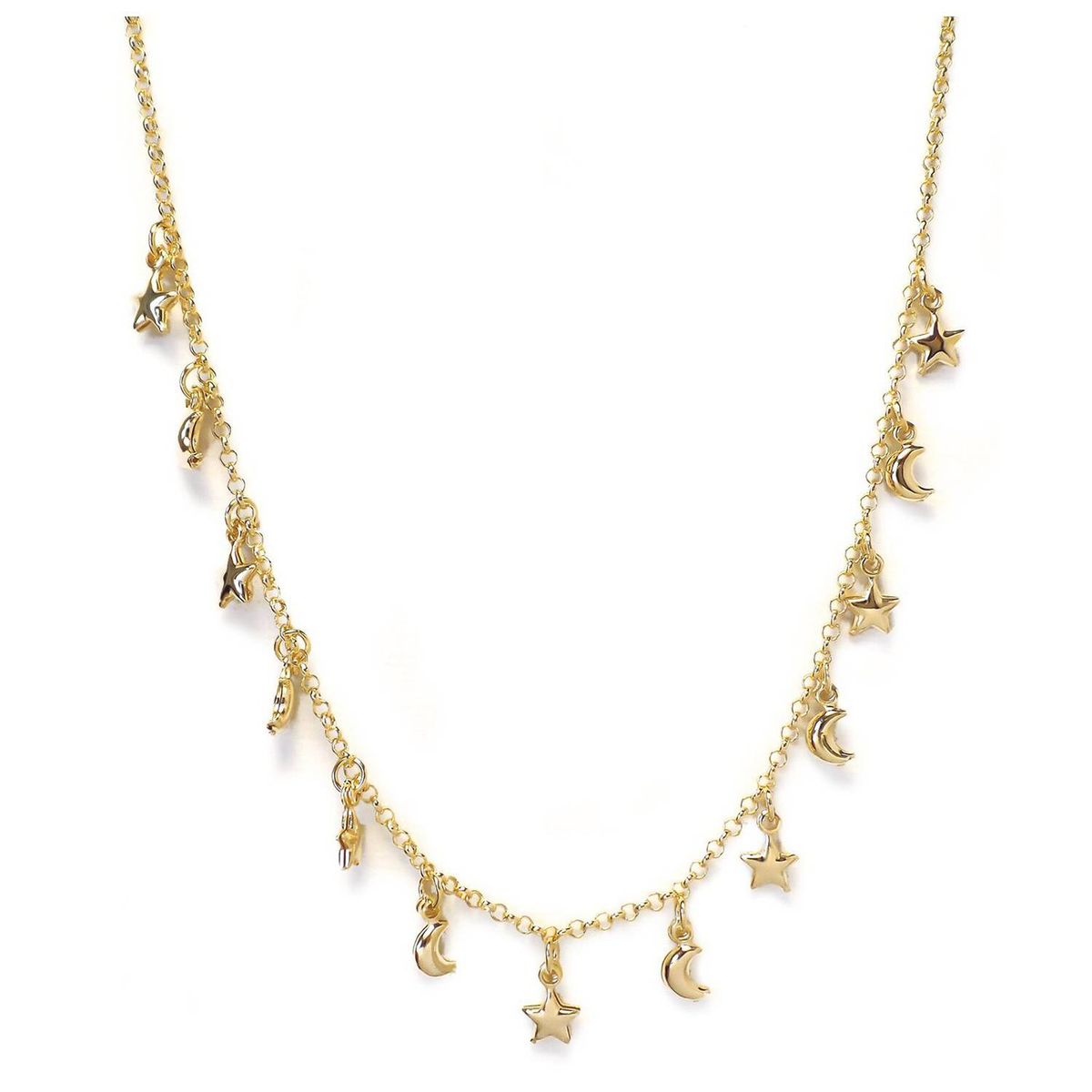 COGGIOLA - Collar Chiches Estrellas Lunas Enchapado Oro 18K