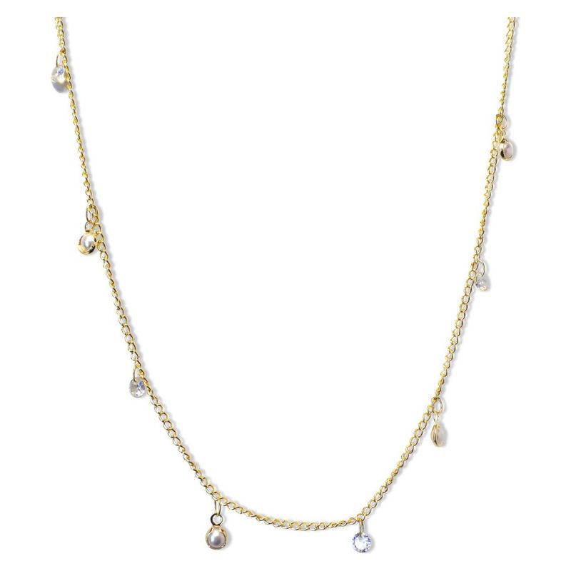 ANDREA COGGIOLA JOYAS - Collar Perlitas Sintéticas Circones Enchapada Oro 18K