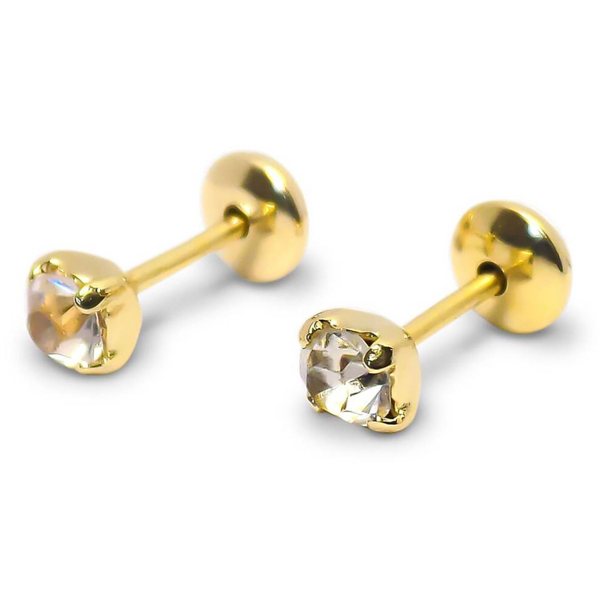 COGGIOLA - Aros Bebé Circón Blanco 3mm Enchapado Oro 18K