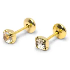 ANDREA COGGIOLA JOYAS - Aros Bebé Circón Blanco 3mm Enchapado Oro 18K