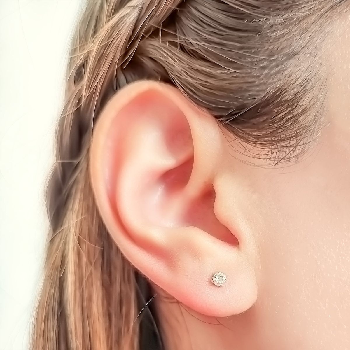 COGGIOLA - Aros Bebé Circón Blanco 3mm Enchapado Oro 18K