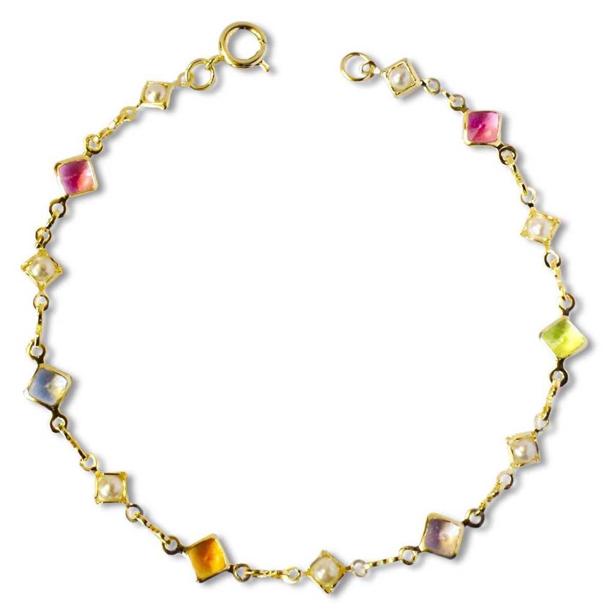 COGGIOLA - Pulsera Cristales Colores Enchapada Oro 18K