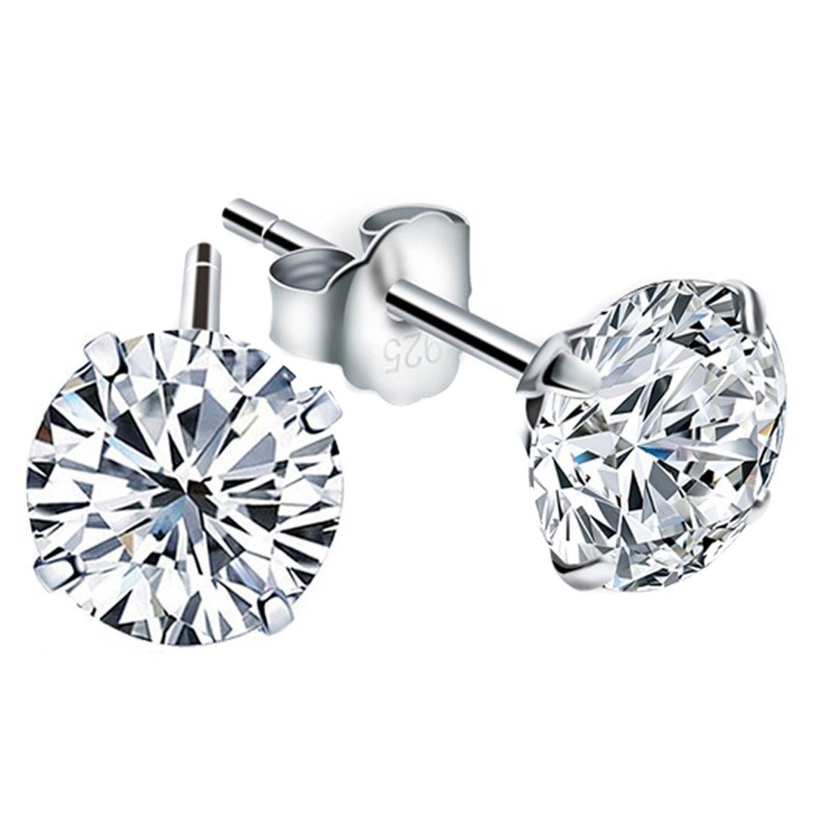ELBAULDEJUMA - Pendientes aretes aros puntos de plata 925 zirconio 7mm
