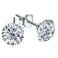 Pendientes aretes aros puntos de plata 925 zirconio 7mm