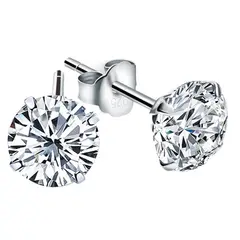 ELBAULDEJUMA - Pendientes aretes aros puntos de plata 925 zirconio 7mm