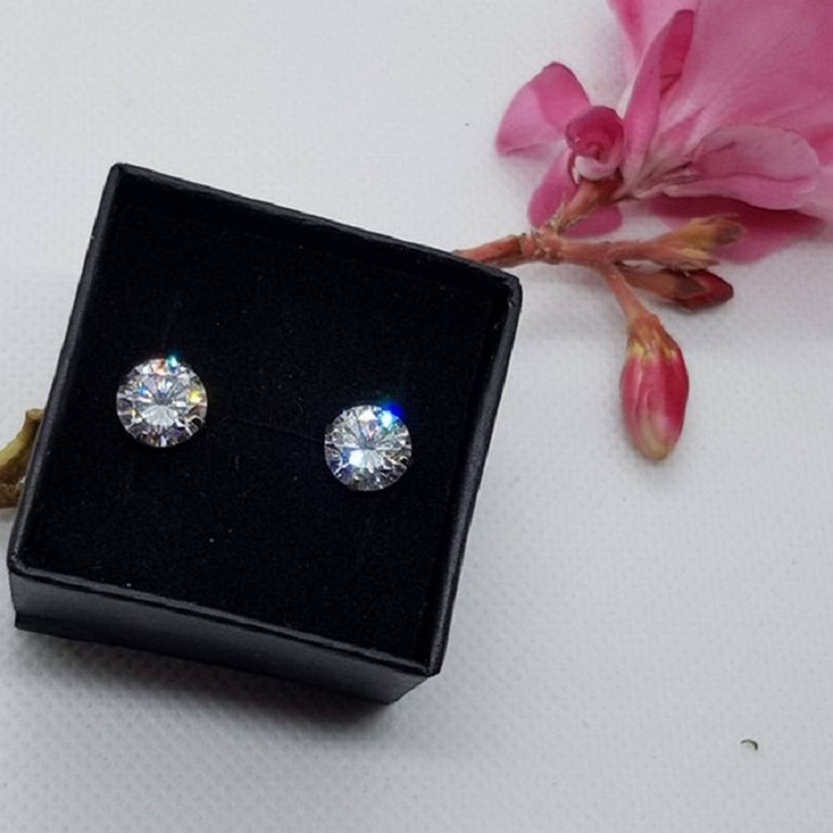 ELBAULDEJUMA - Pendientes aretes aros puntos de plata 925 zirconio 7mm