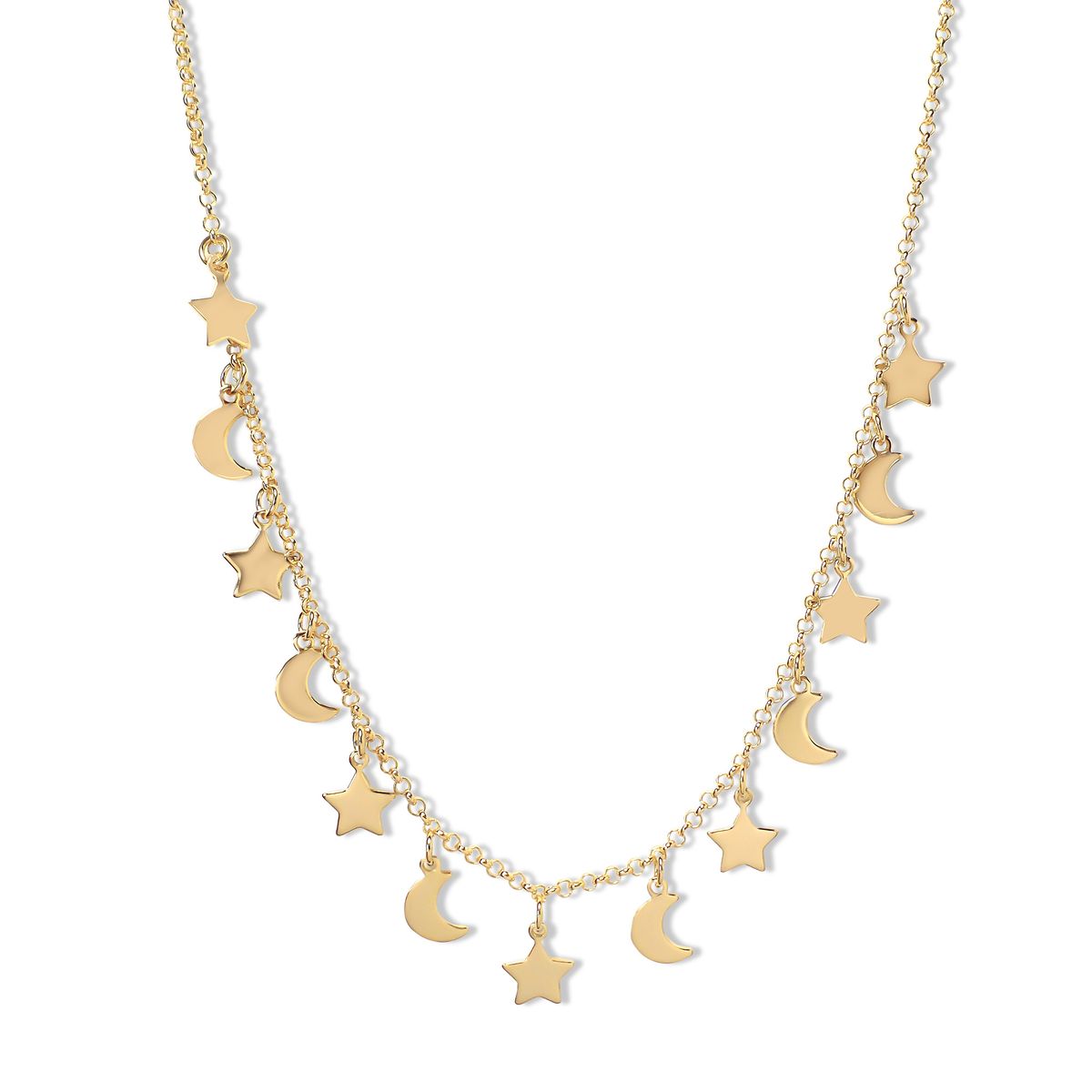 COGGIOLA - Collar Choker Lunas Estrellas Enchapado Oro 18K