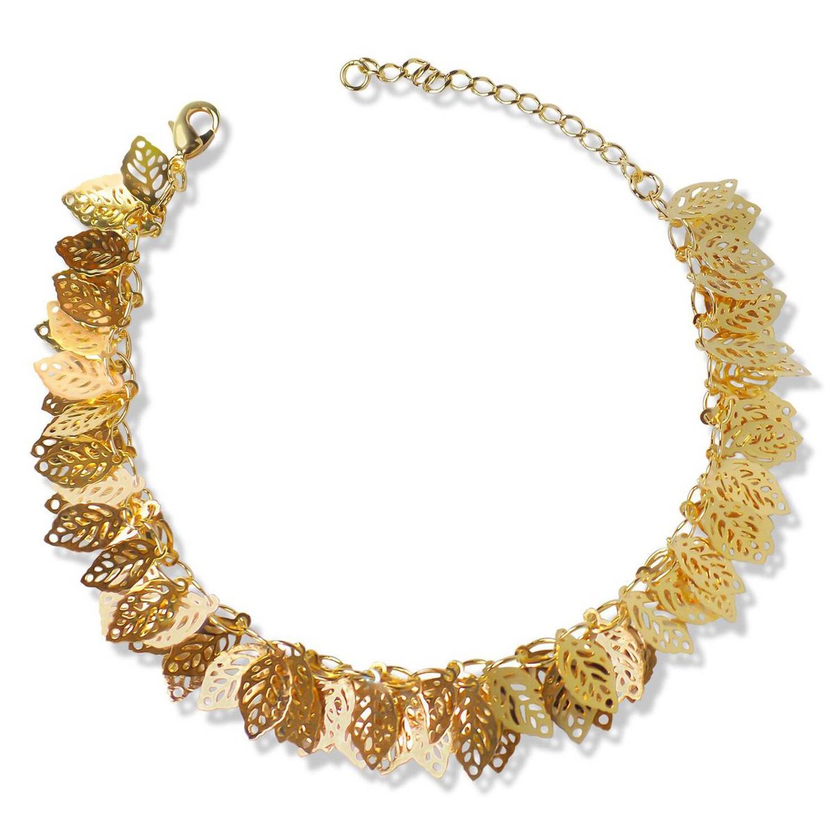 COGGIOLA - Pulsera Chiches Hojas Caladas Enchapado Oro 18K