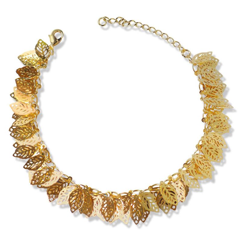 ANDREA COGGIOLA JOYAS - Pulsera Chiches Hojas Caladas Enchapado Oro 18K