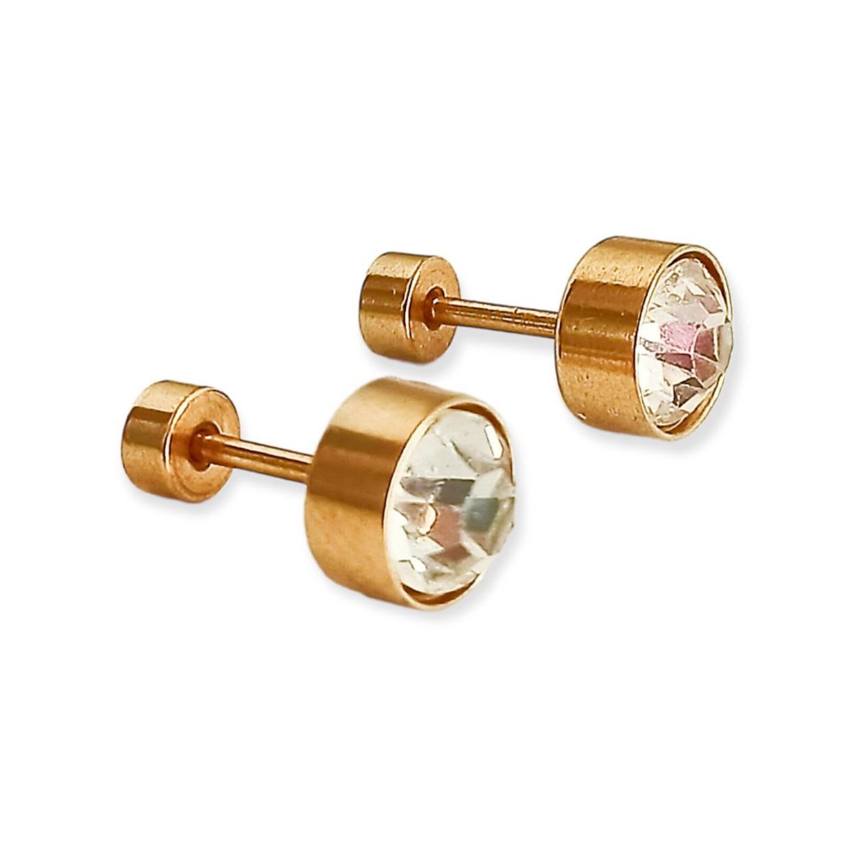 ELBAULDEJUMA - Aros punto luz seguridad tapas tuerca hipoalergénico y chapados en oro