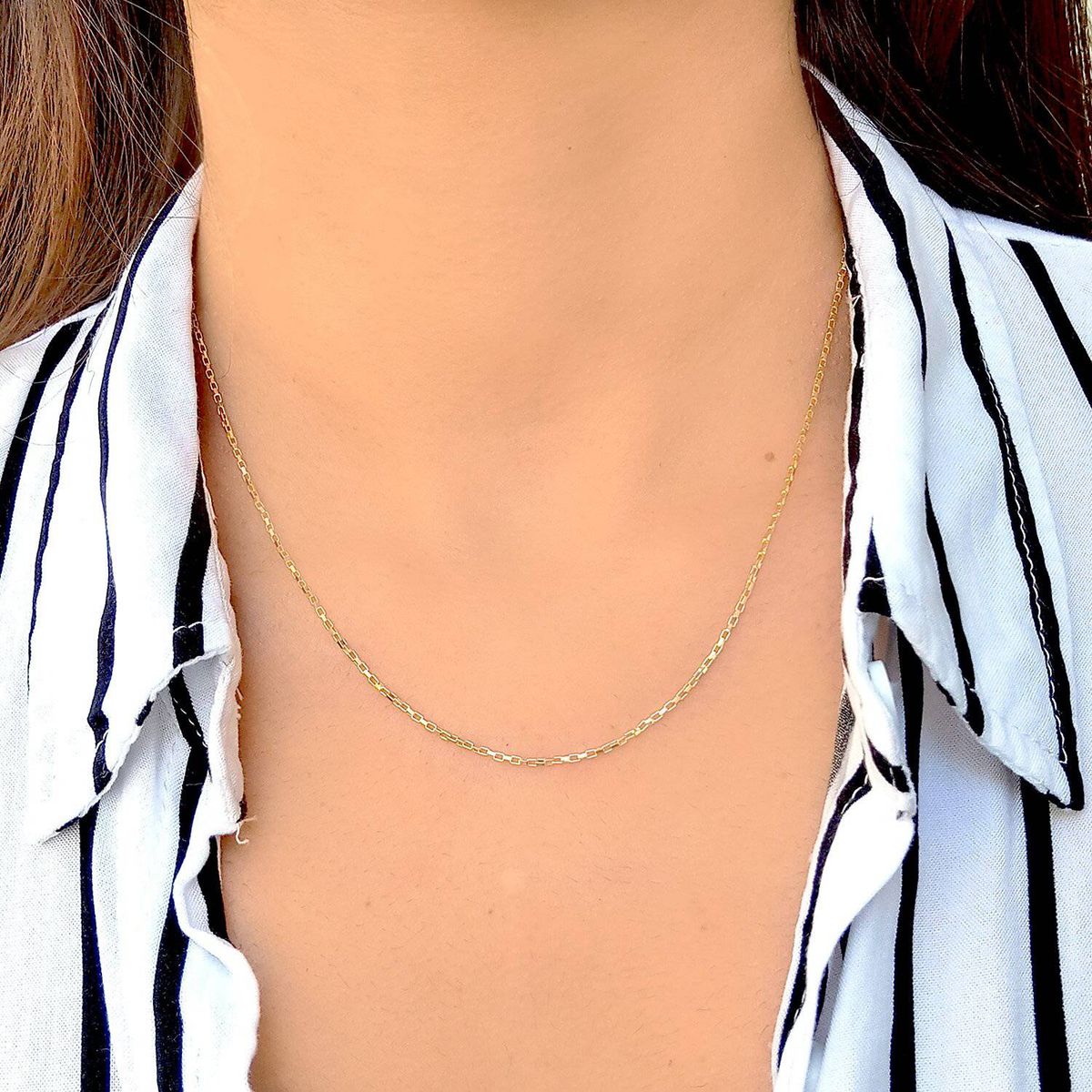 COGGIOLA - Cadena eslabón cuadrado enchapado oro 18 k 45cm