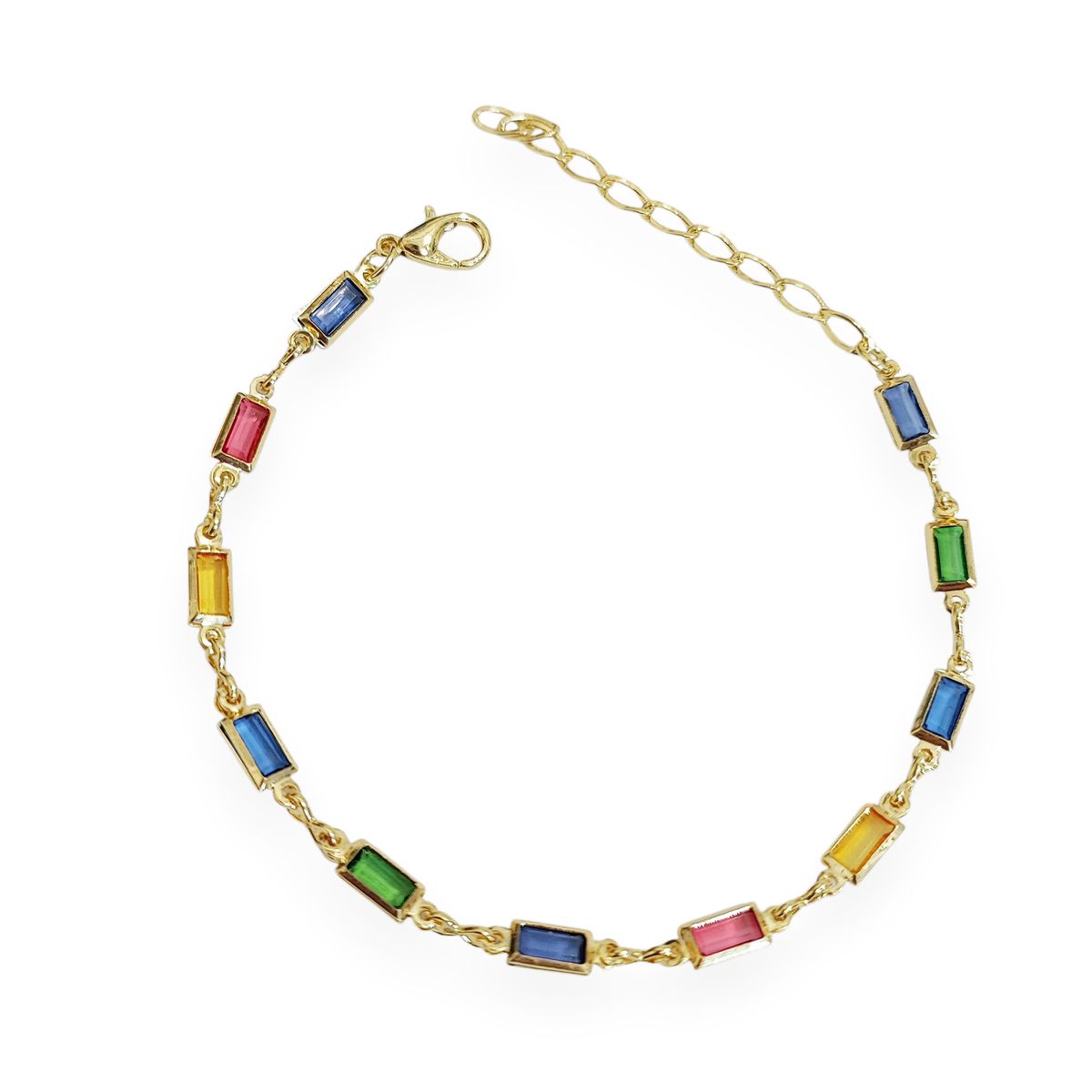 COGGIOLA - Pulsera Cristales Colores Enchapado Oro 18K
