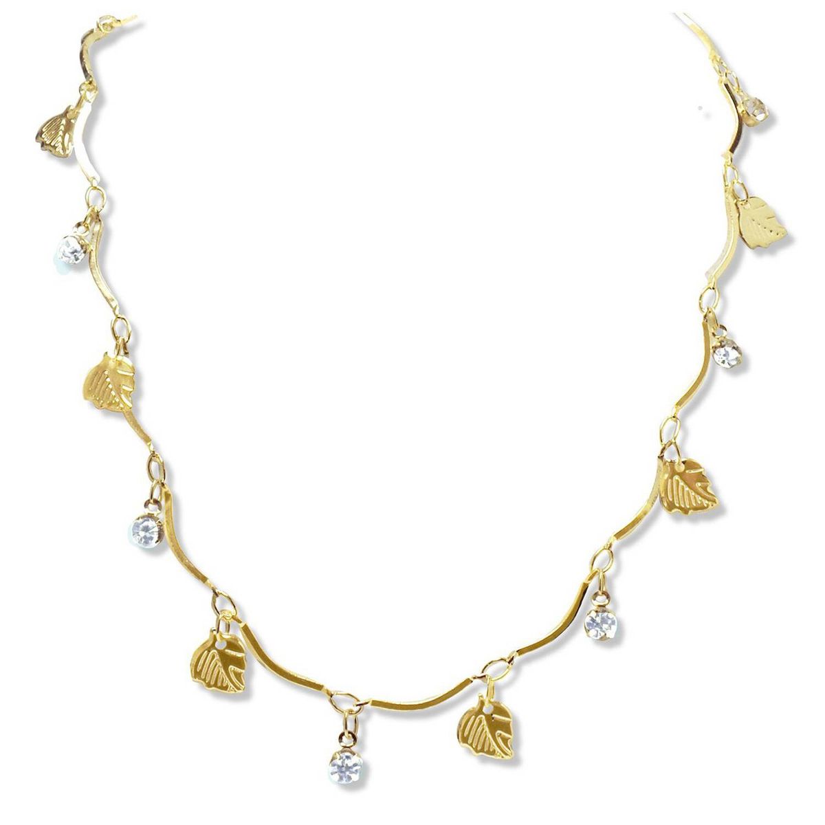 COGGIOLA - Collar Choker Hojas Circones Enchapado Oro 18K