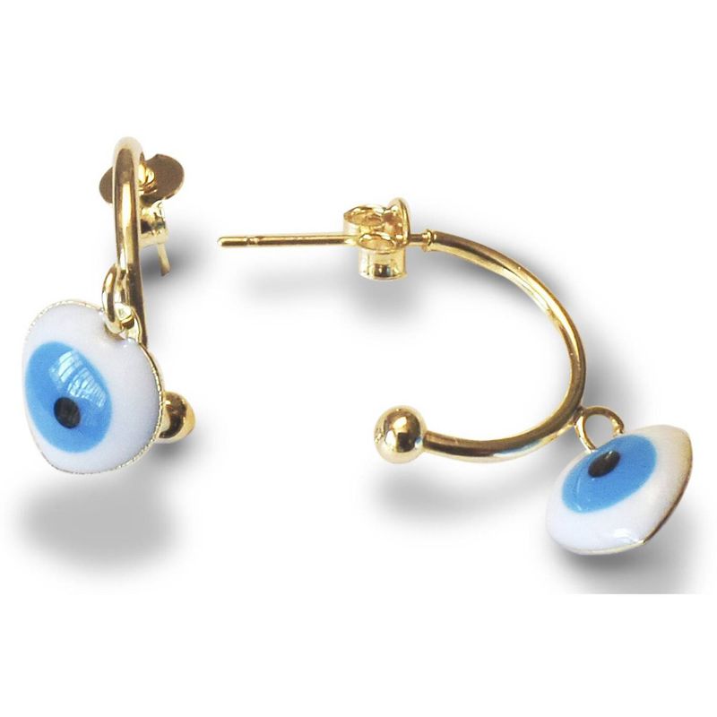 ANDREA COGGIOLA JOYAS - Aros Argolla Colgante Corazón Ojo Turco Enchapado Oro 18K