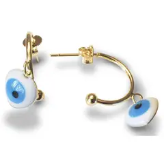 ANDREA COGGIOLA JOYAS - Aros Argolla Colgante Corazón Ojo Turco Enchapado Oro 18K