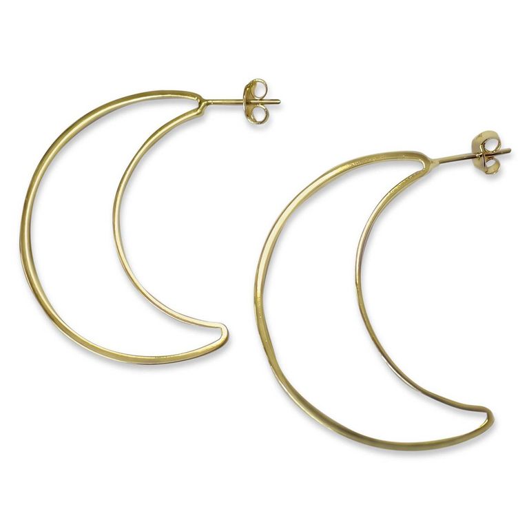 Aros Argollas Luna Creciente Enchapado Oro 18K Dorado TALLA UNICA