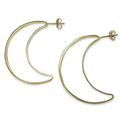 ANDREA COGGIOLA JOYAS - Aros Argollas Luna Creciente Enchapado Oro 18K