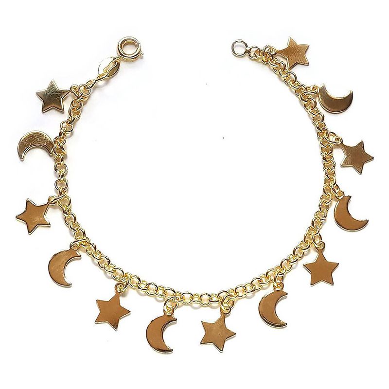 ANDREA COGGIOLA JOYAS - Pulsera Lunas y Estrellas Enchapado Oro 18K