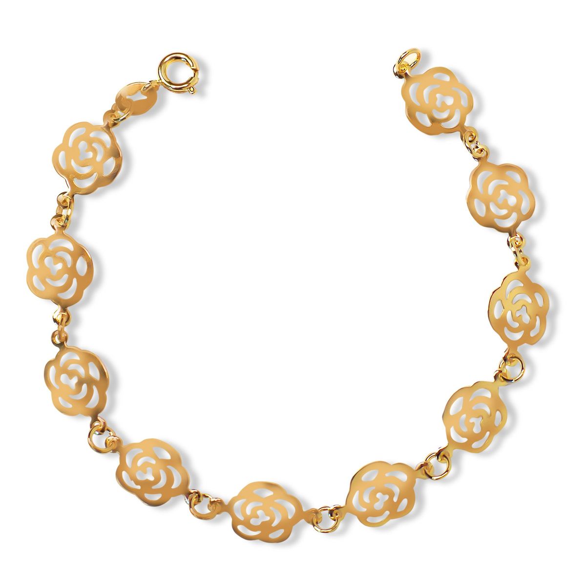 COGGIOLA - Pulsera Rosas Caladas Enchapado Oro 18K
