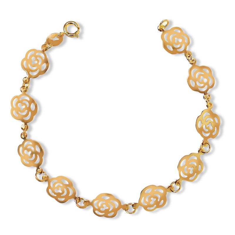 ANDREA COGGIOLA JOYAS - Pulsera Rosas Caladas Enchapado Oro 18K