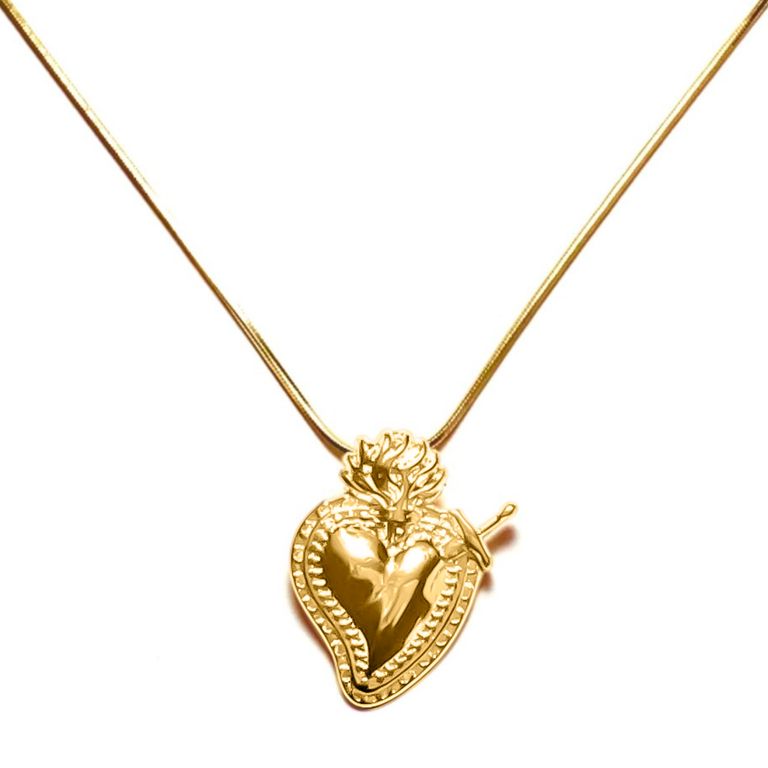 Collar Corazon Detente Enchapado Oro 18K Dorado TALLA UNICA