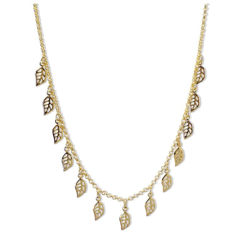 Collar Choker Hojas Caladas 42cm Enchapado Oro 18K Dorado TALLA UNICA