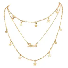 ELBAULDEJUMA - Gargantilla estrella dorada 3 collares en 1 choker love