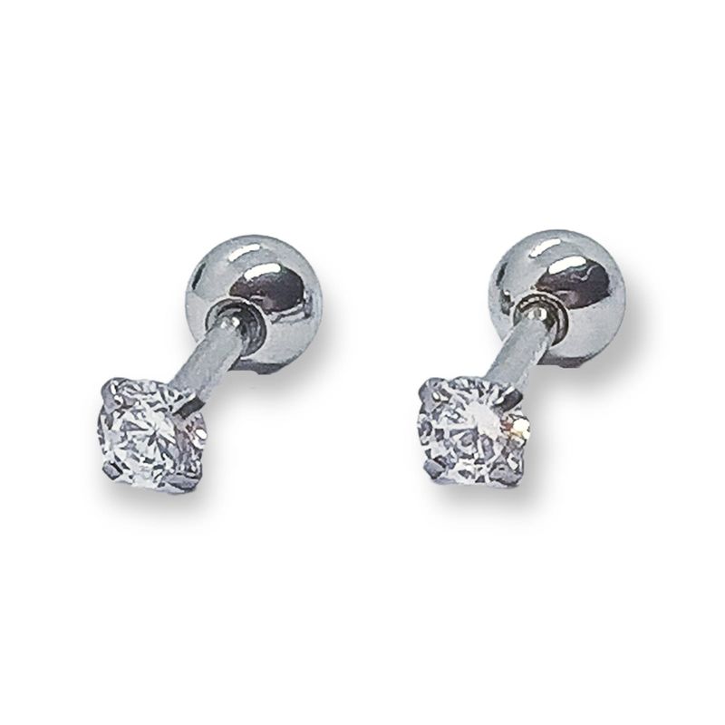 ELBAULDEJUMA - Aros punto luz hipoalergenico figura circulo blanco 3mm y 5mm