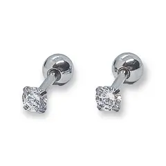ELBAULDEJUMA - Aros punto luz hipoalergenico figura circulo blanco 3mm y 5mm