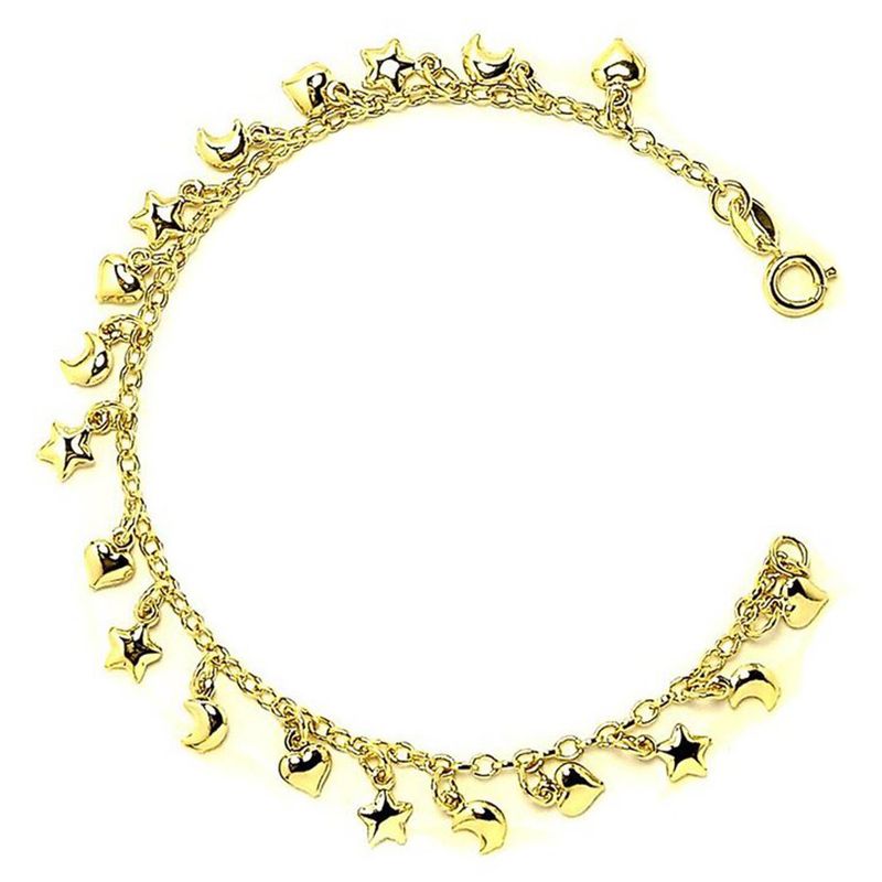 ANDREA COGGIOLA JOYAS - Pulsera Luna Corazones Estrella Enchapado Oro 18K