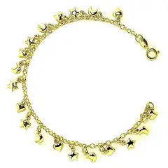 ANDREA COGGIOLA JOYAS - Pulsera Luna Corazones Estrella Enchapado Oro 18K