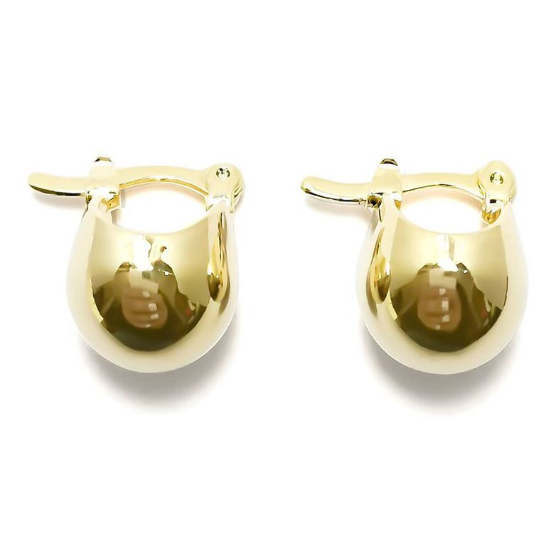 Aros Argollas Bombe Lisa Enchapado Oro 18K Dorado TALLA UNICA