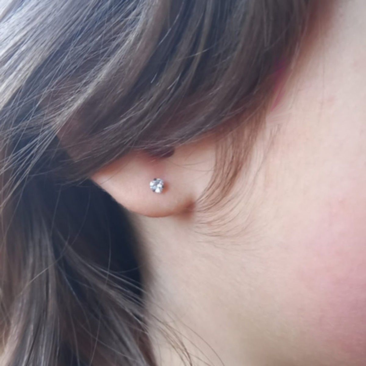 ELBAULDEJUMA - Aro punto luz corazón 3mm y 5mm hipoalergénicos tuerca seguridad hélix