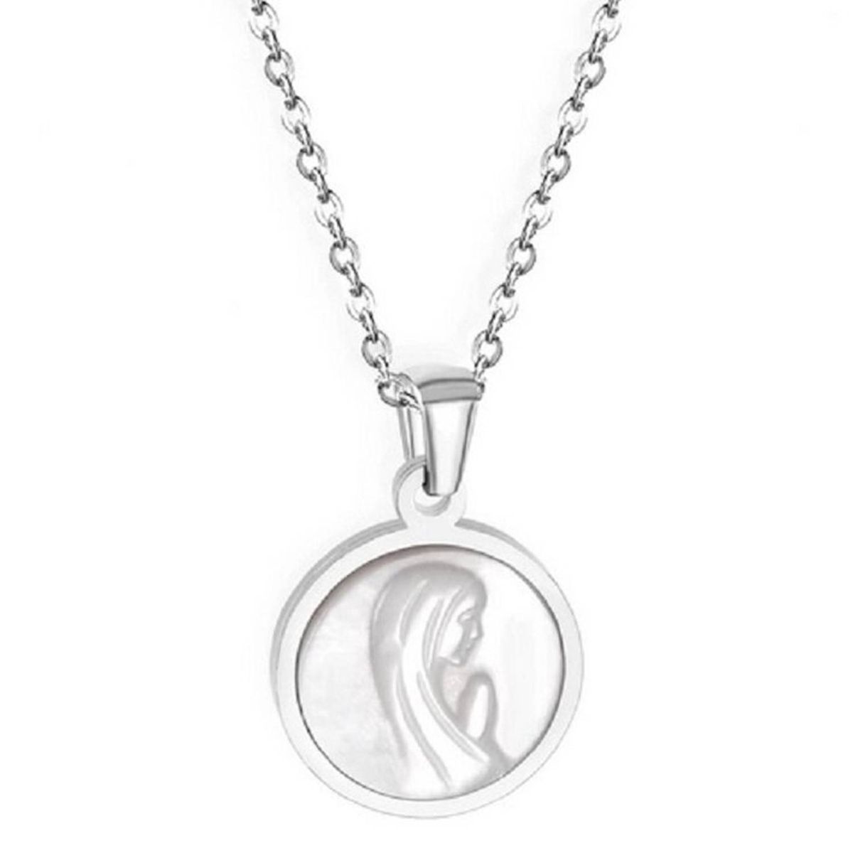 ELBAULDEJUMA - Colgante Virgen María nacarada medalla collar