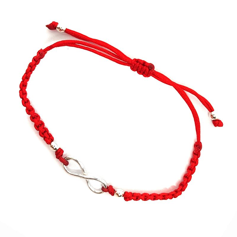 ANDREA COGGIOLA JOYAS - Pulsera Infinito Tubo Plata Fina 925 Cordón Rojo